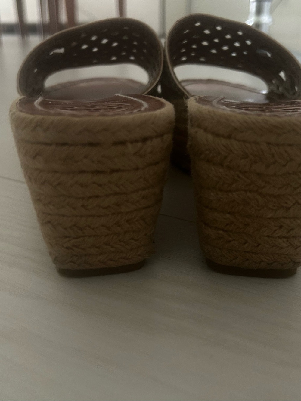 Tory Burch Metallic Rose Gold Wedge Espadrille Slide Sandals - Picture 10 of 11